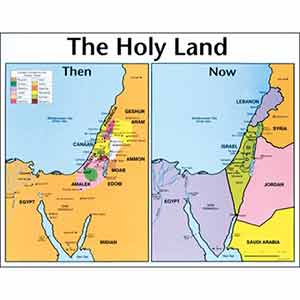 Holy Land Then and Now Relief Map Wall Chart